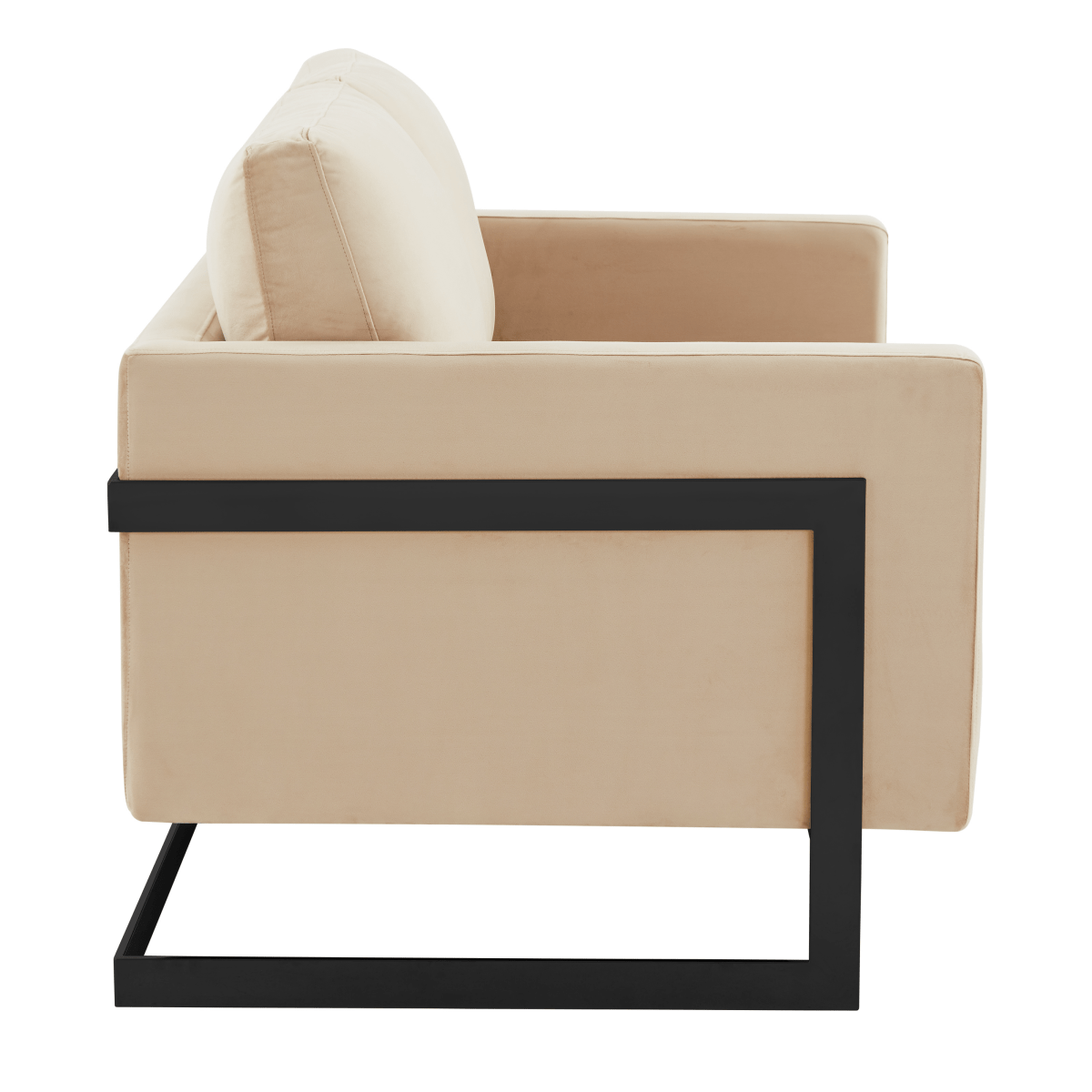 Lincoln Velvet/Leather Upholstered Loveseat with Gold/Black/Silver Steel Frame & Removable Cushions Leather Silver White Sofa Leisuremod