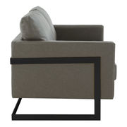 Lincoln Velvet/Leather Upholstered Loveseat with Gold/Black/Silver Steel Frame & Removable Cushions Leather Black Grey Sofa Leisuremod