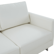 Lincoln Velvet/Leather Upholstered Loveseat with Gold/Black/Silver Steel Frame & Removable Cushions Leather Silver White Sofa Leisuremod
