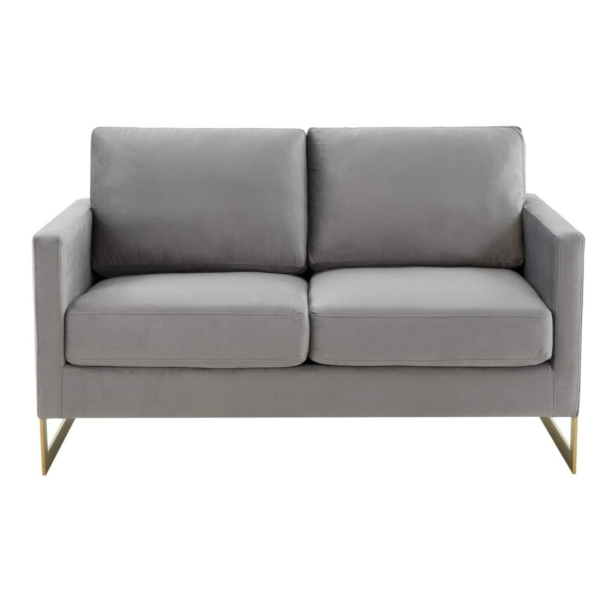 Lincoln Velvet/Leather Upholstered Loveseat with Gold/Black/Silver Steel Frame & Removable Cushions Velvet Gold Purple Sofa Leisuremod