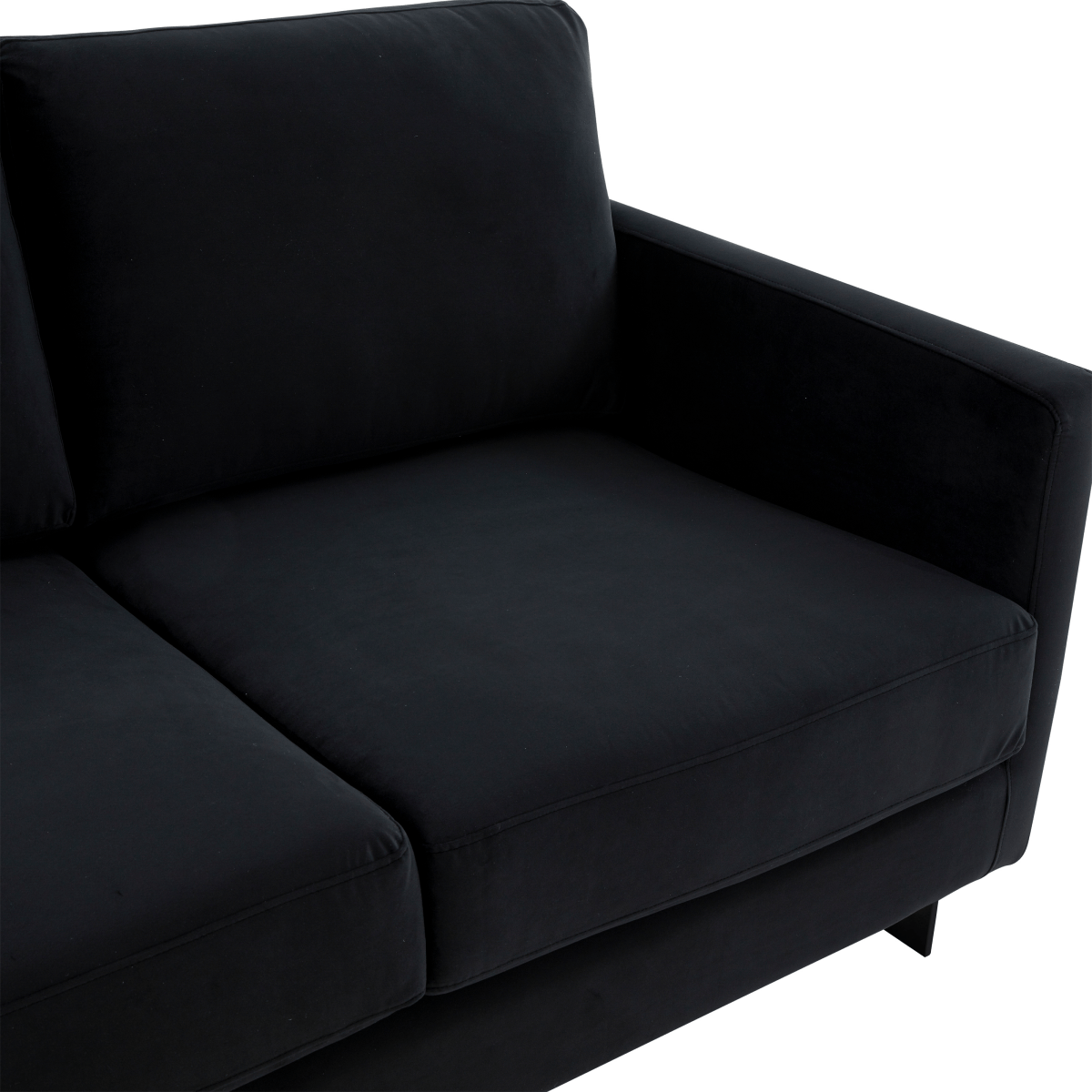 Lincoln Velvet/Leather Upholstered Loveseat with Gold/Black/Silver Steel Frame & Removable Cushions Velvet Black Midnight Black Sofa Leisuremod