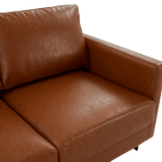 Lincoln Velvet/Leather Upholstered Loveseat with Gold/Black/Silver Steel Frame & Removable Cushions Leather Black Cognac Tan Sofa Leisuremod