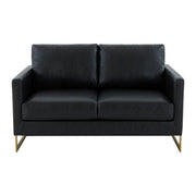 Lincoln Velvet/Leather Upholstered Loveseat with Gold/Black/Silver Steel Frame & Removable Cushions Velvet Gold Purple Sofa Leisuremod
