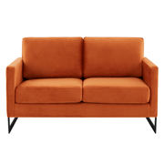 Lincoln Velvet/Leather Upholstered Loveseat with Gold/Black/Silver Steel Frame & Removable Cushions Velvet Black Light Grey Sofa Leisuremod