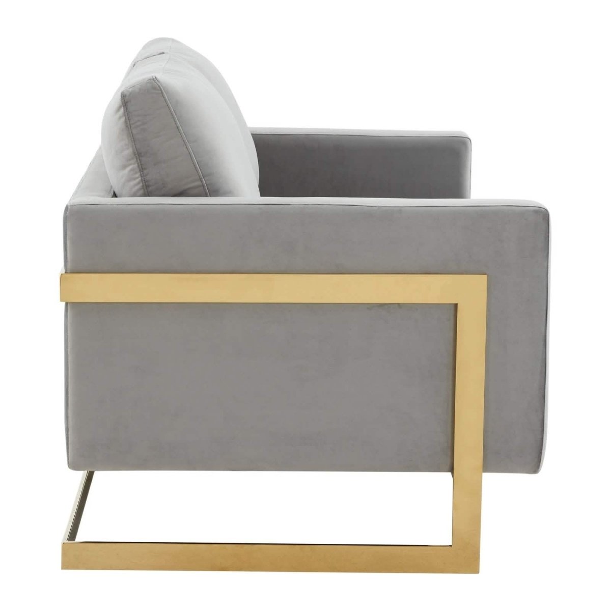 Lincoln Velvet/Leather Upholstered Loveseat with Gold/Black/Silver Steel Frame & Removable Cushions Velvet Gold Purple Sofa Leisuremod