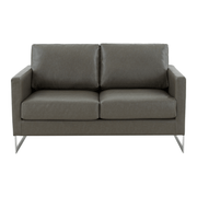 Lincoln Velvet/Leather Upholstered Loveseat with Gold/Black/Silver Steel Frame & Removable Cushions Leather Silver Navy Blue Sofa Leisuremod