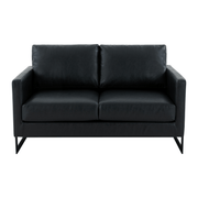 Lincoln Velvet/Leather Upholstered Loveseat with Gold/Black/Silver Steel Frame & Removable Cushions Leather Black Black Sofa Leisuremod