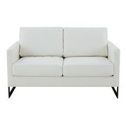 Lincoln Velvet/Leather Upholstered Loveseat with Gold/Black/Silver Steel Frame & Removable Cushions Leather Black Grey Sofa Leisuremod