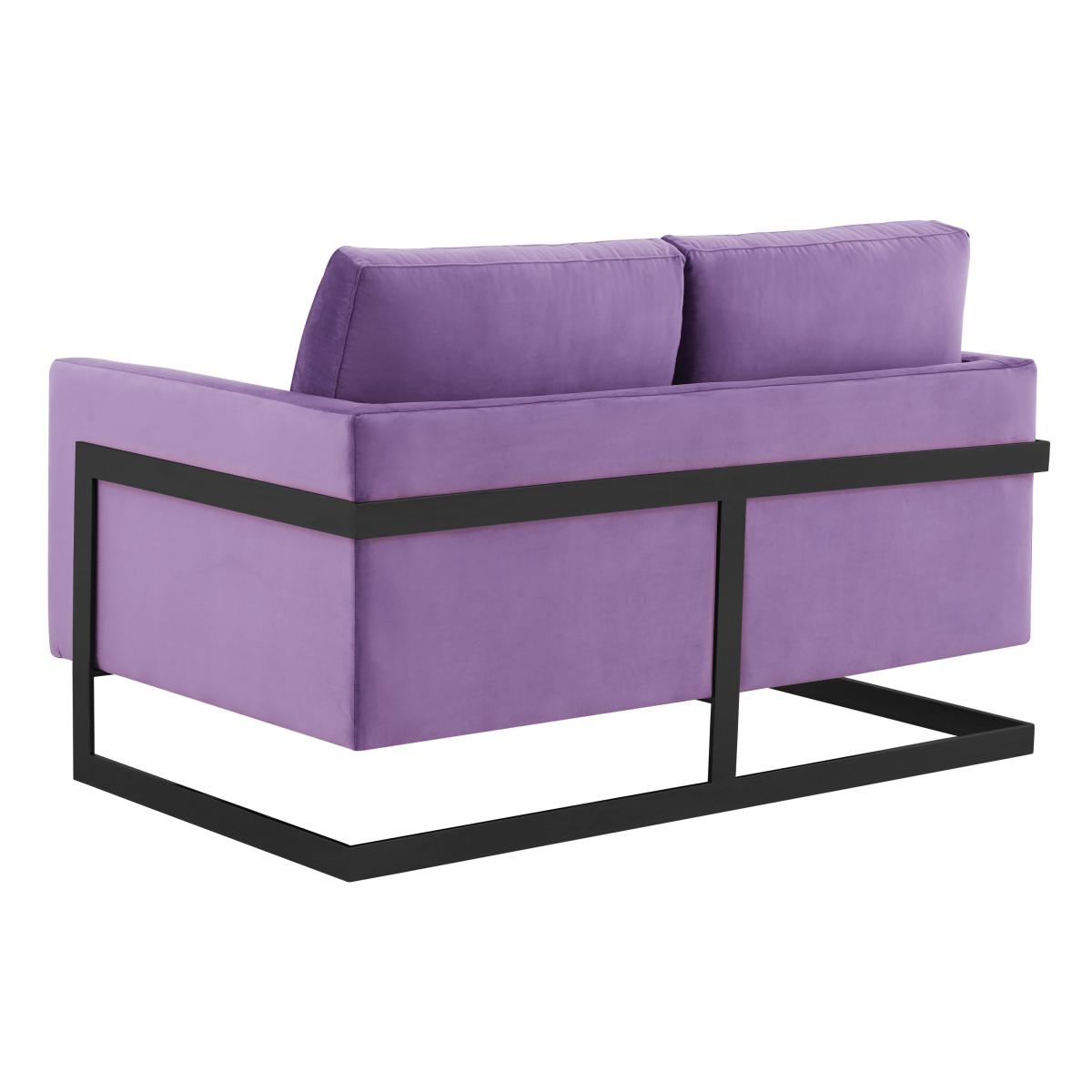 Lincoln Velvet/Leather Upholstered Loveseat with Gold/Black/Silver Steel Frame & Removable Cushions Velvet Black Light Grey Sofa Leisuremod