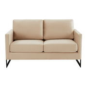 Lincoln Velvet/Leather Upholstered Loveseat with Gold/Black/Silver Steel Frame & Removable Cushions Velvet Black Beige Sofa Leisuremod