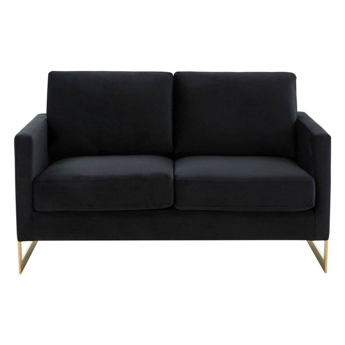 Lincoln Velvet/Leather Upholstered Loveseat with Gold/Black/Silver Steel Frame & Removable Cushions Velvet Gold Purple Sofa Leisuremod