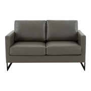 Lincoln Velvet/Leather Upholstered Loveseat with Gold/Black/Silver Steel Frame & Removable Cushions Leather Black Grey Sofa Leisuremod