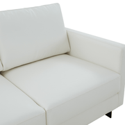 Lincoln Velvet/Leather Upholstered Loveseat with Gold/Black/Silver Steel Frame & Removable Cushions Leather Black Grey Sofa Leisuremod