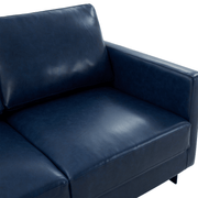 Lincoln Velvet/Leather Upholstered Loveseat with Gold/Black/Silver Steel Frame & Removable Cushions Leather Black Navy Blue Sofa Leisuremod