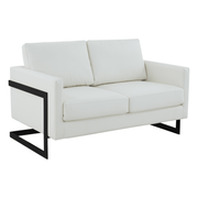 Lincoln Velvet/Leather Upholstered Loveseat with Gold/Black/Silver Steel Frame & Removable Cushions Leather Black White Sofa Leisuremod