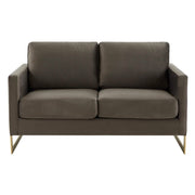 Lincoln Velvet/Leather Upholstered Loveseat with Gold/Black/Silver Steel Frame & Removable Cushions Velvet Gold Purple Sofa Leisuremod