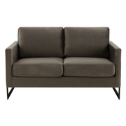 Lincoln Velvet/Leather Upholstered Loveseat with Gold/Black/Silver Steel Frame & Removable Cushions Velvet Black Midnight Black Sofa Leisuremod