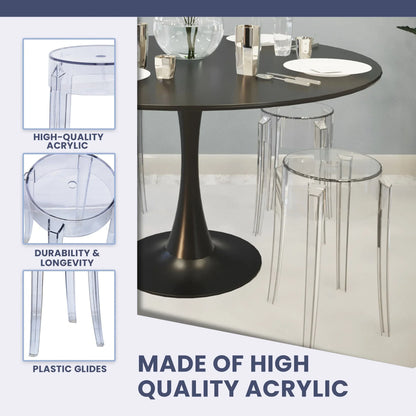 Averill Modern Plastic Dining Stool with Sturdy Seat and Legs Set of 2 - Elax Furniture