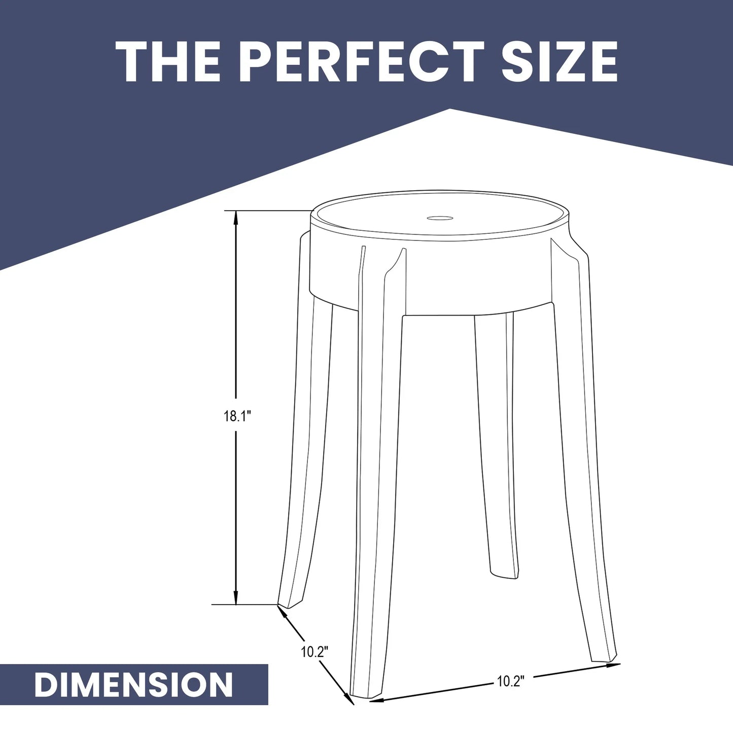 Averill Modern Plastic Dining Stool with Sturdy Seat and Legs Set of 2 - Elax Furniture