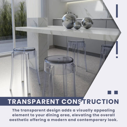 Averill Modern Plastic Dining Stool with Sturdy Seat and Legs Set of 2 - Elax Furniture