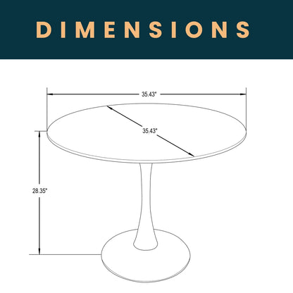 Bristol Modern Round Dining Table with Wood Top and Iron Pedestal Base - Elax Furniture