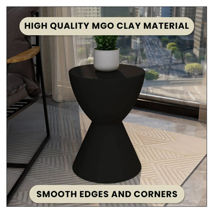 LeisureMod Loft Collection Fiberglass Outdoor Side Table in Moss Grey - Elax Furniture