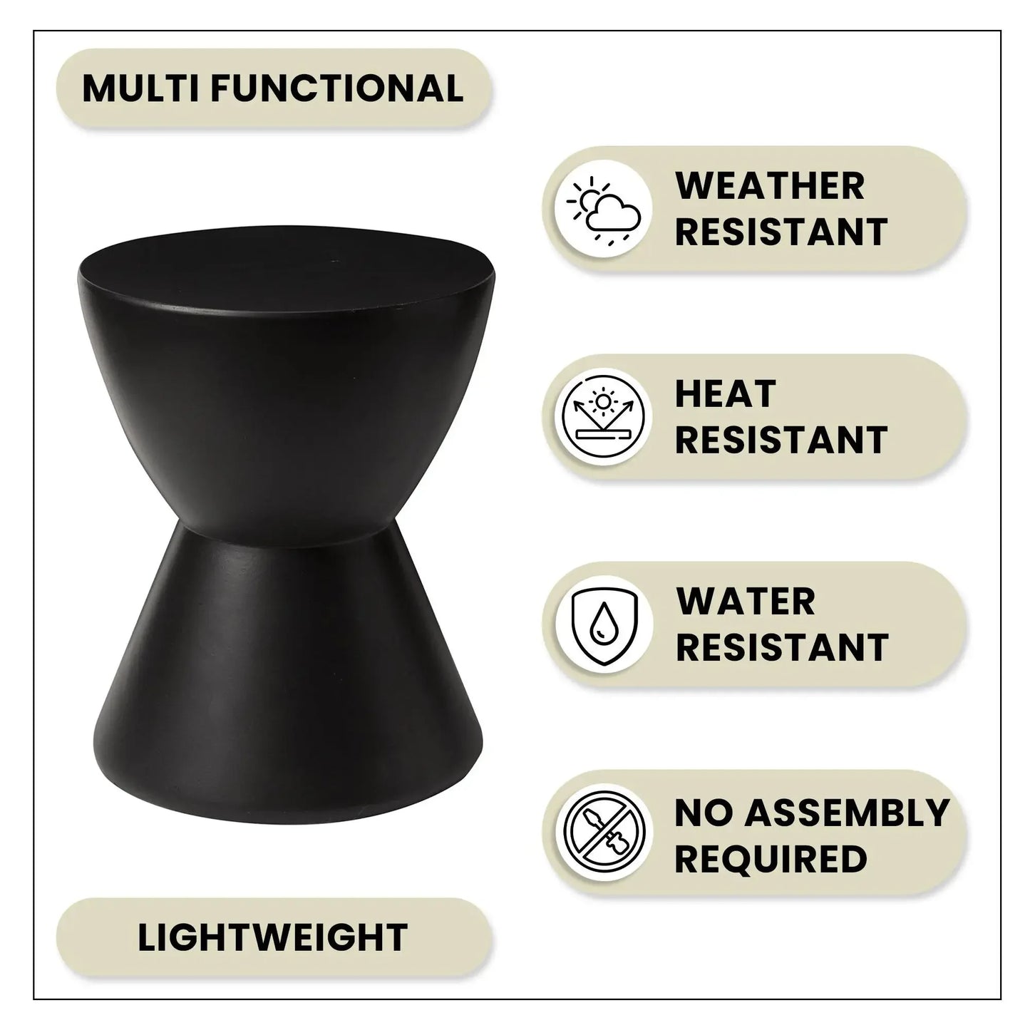 LeisureMod Loft Collection Fiberglass Outdoor Side Table in Moss Grey - Elax Furniture
