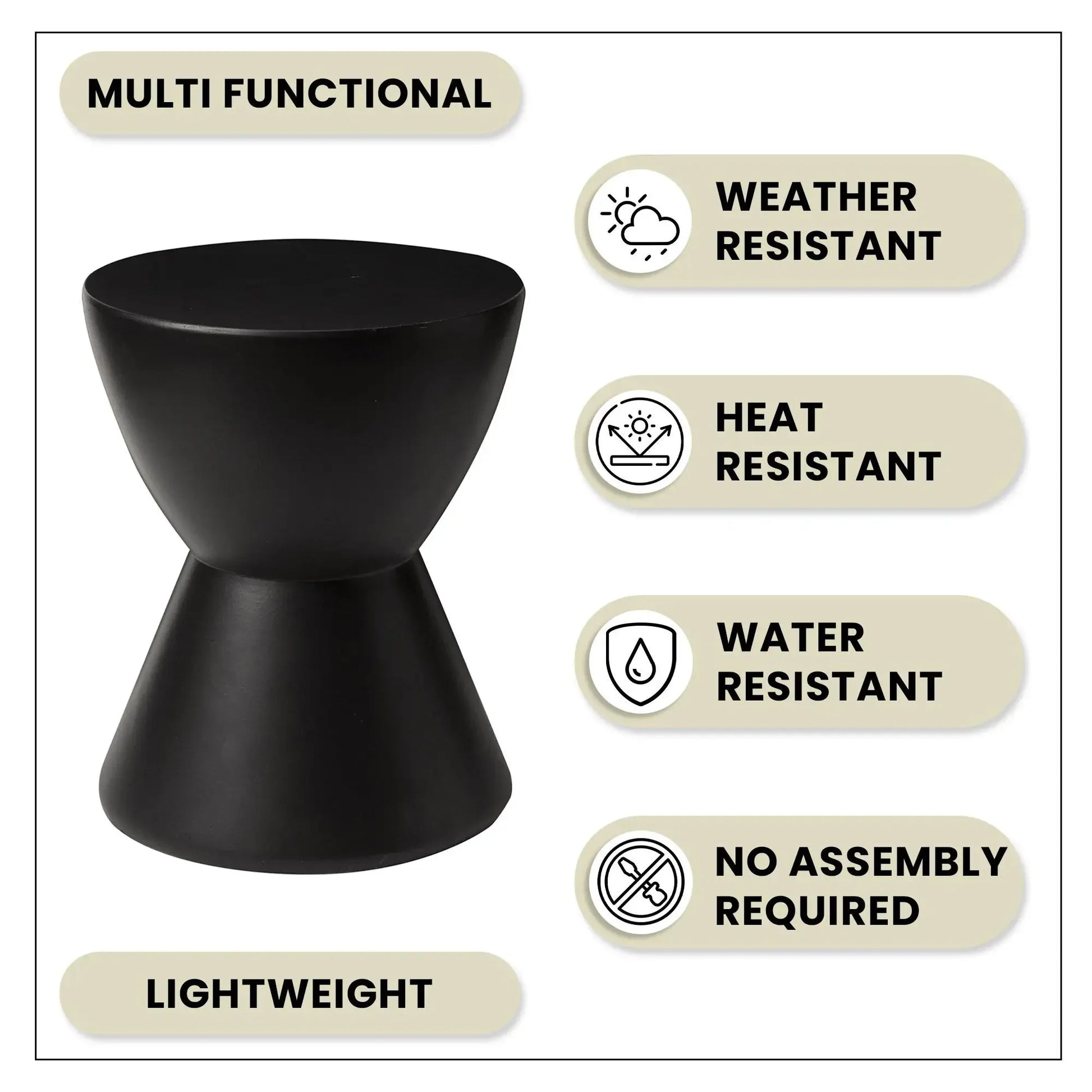 LeisureMod Loft Collection Fiberglass Outdoor Side Table in Moss Grey - Elax Furniture