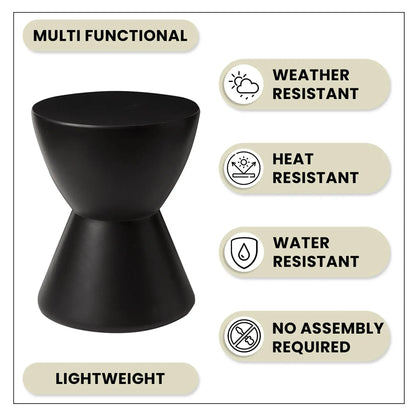 LeisureMod Loft Collection Fiberglass Outdoor Side Table in Moss Grey - Elax Furniture