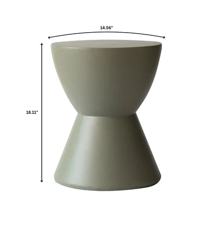 LeisureMod Loft Collection Fiberglass Outdoor Side Table in Moss Grey - Elax Furniture