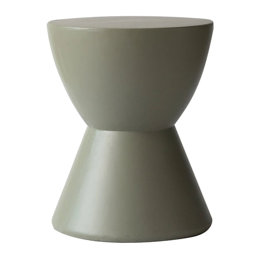 LeisureMod Loft Collection Fiberglass Outdoor Side Table in Moss Grey - Elax Furniture