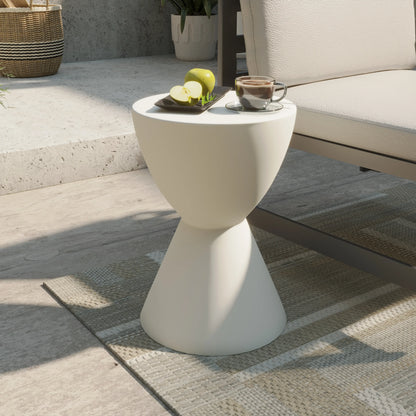LeisureMod Loft Collection Fiberglass Outdoor Side Table in Moss Grey - Elax Furniture