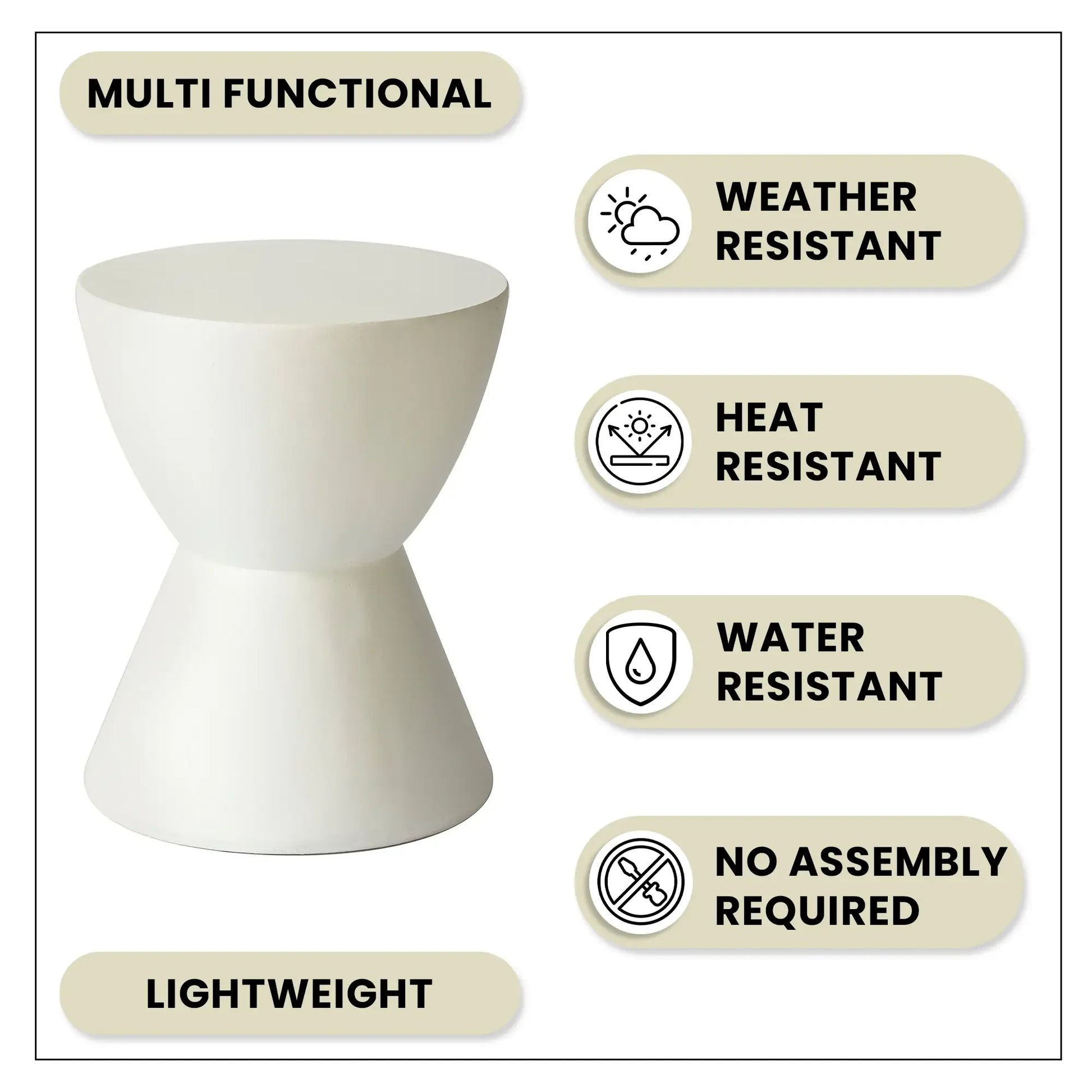 LeisureMod Loft Collection Fiberglass Outdoor Side Table in Moss Grey - Elax Furniture