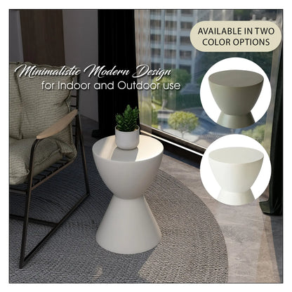 LeisureMod Loft Collection Fiberglass Outdoor Side Table in Moss Grey - Elax Furniture