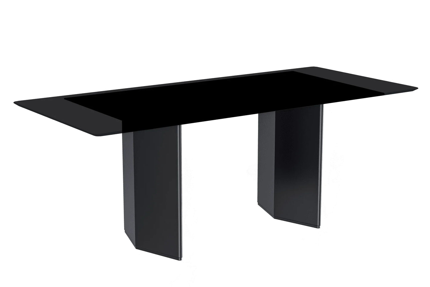 Lior Dining Table with Rectangular Glass/Sintered Stone Tabletop and Black Steel Legs - Elax Furniture