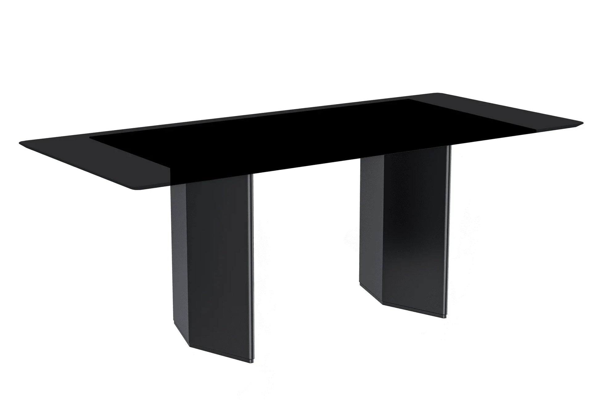 Lior Dining Table with Rectangular Glass/Sintered Stone Tabletop and Black Steel Legs - Elax Furniture