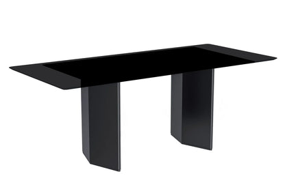 Lior Dining Table with Rectangular Glass/Sintered Stone Tabletop and Black Steel Legs - Elax Furniture