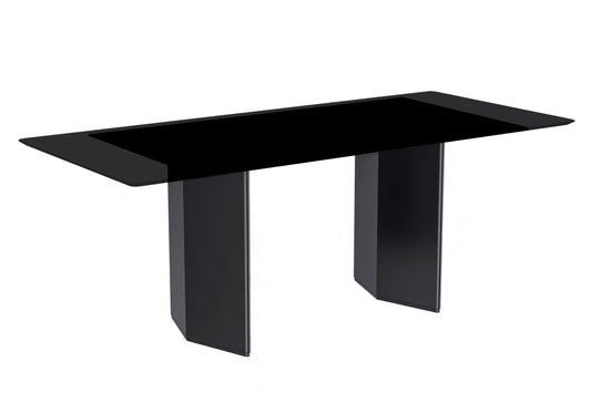 Lior Dining Table with Rectangular Glass/Sintered Stone Tabletop and Black Steel Legs - Elax Furniture