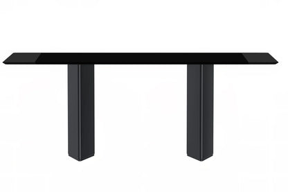 Lior Dining Table with Rectangular Glass/Sintered Stone Tabletop and Black Steel Legs - Elax Furniture