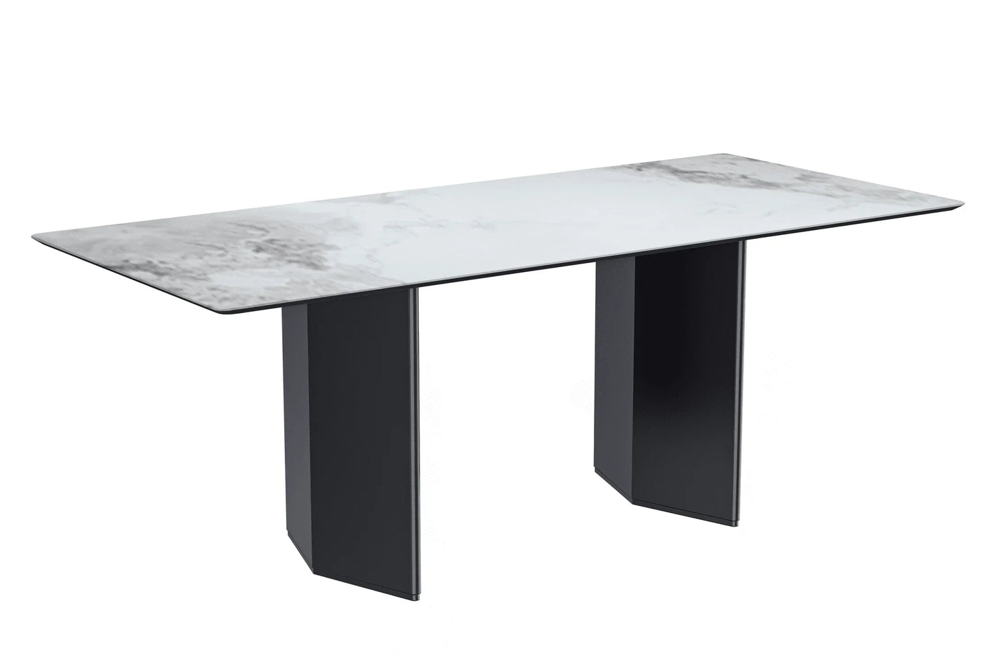 Lior Dining Table with Rectangular Glass/Sintered Stone Tabletop and Black Steel Legs - Elax Furniture