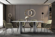 Lior Dining Table with Rectangular Glass/Sintered Stone Tabletop and Black Steel Legs - Elax Furniture