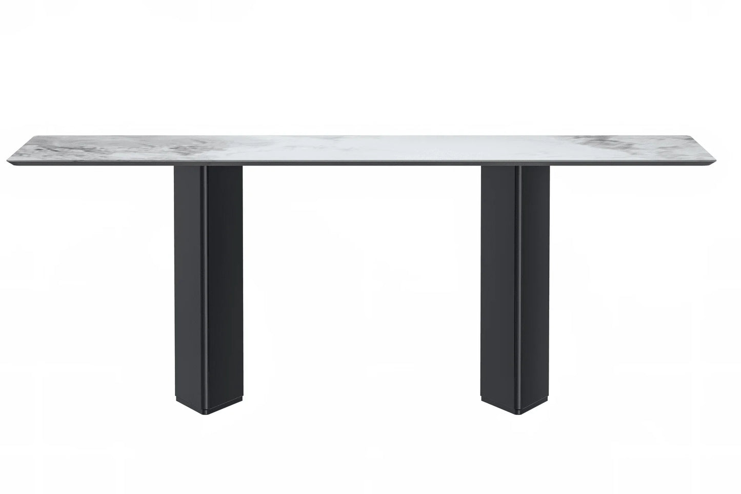 Lior Dining Table with Rectangular Glass/Sintered Stone Tabletop and Black Steel Legs - Elax Furniture