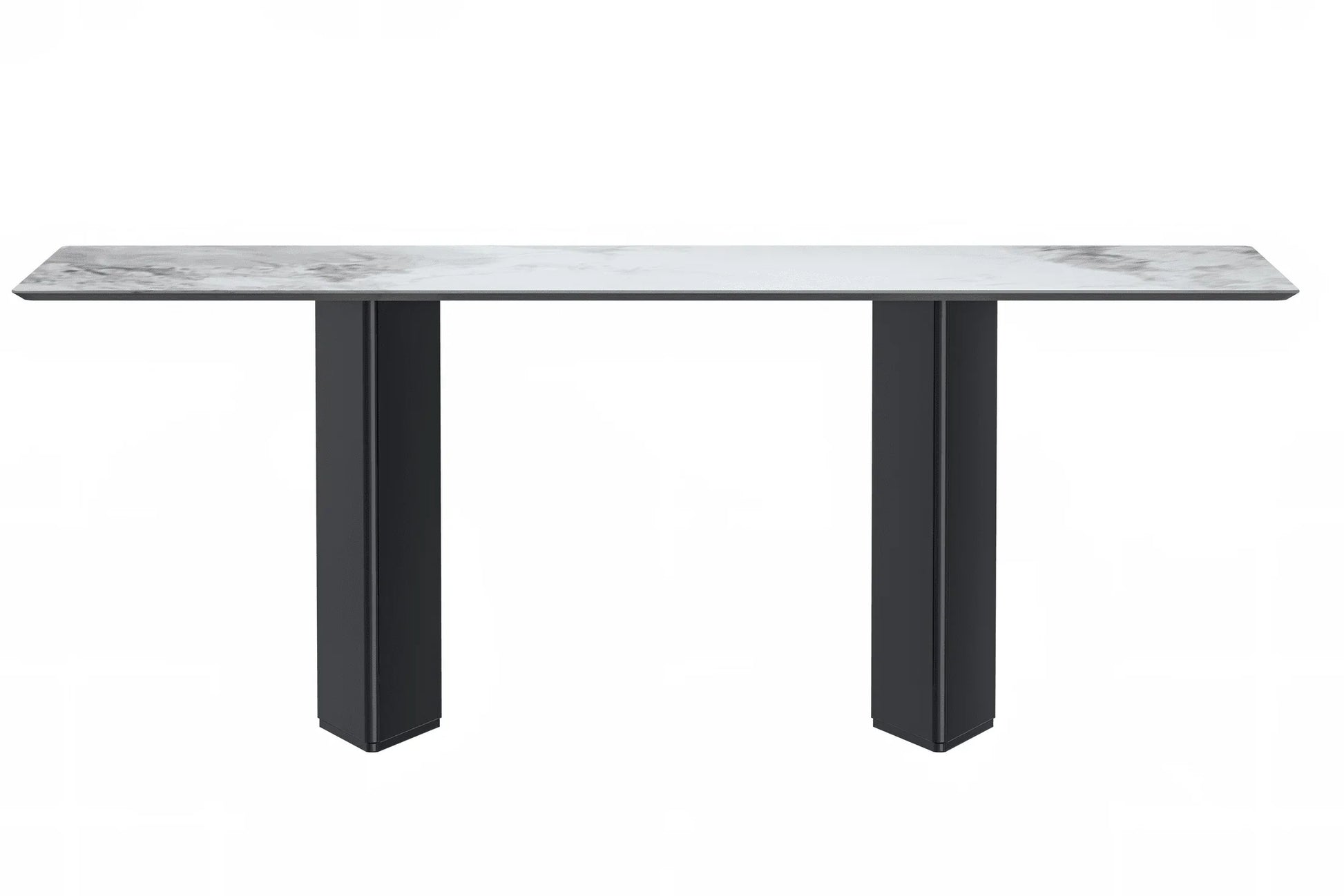 Lior Dining Table with Rectangular Glass/Sintered Stone Tabletop and Black Steel Legs - Elax Furniture