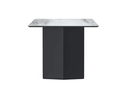 Lior Dining Table with Rectangular Glass/Sintered Stone Tabletop and Black Steel Legs - Elax Furniture