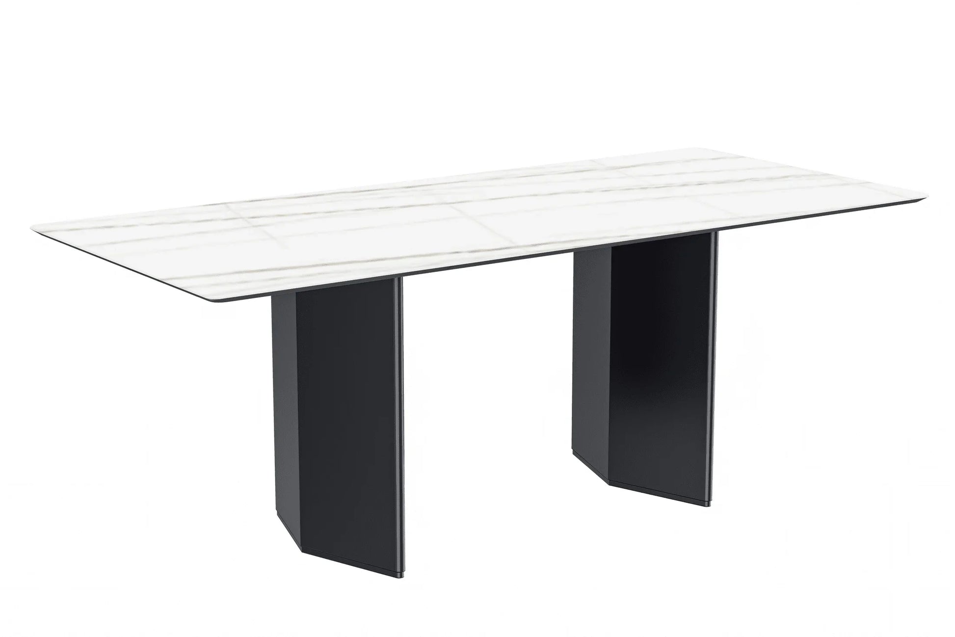 Lior Dining Table with Rectangular Glass/Sintered Stone Tabletop and Black Steel Legs - Elax Furniture