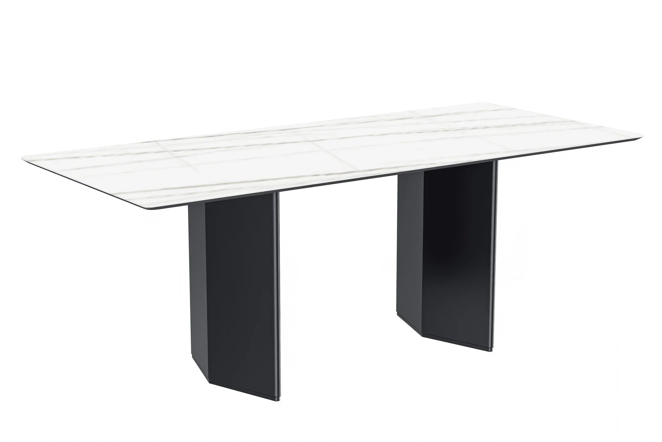 Lior Dining Table with Rectangular Glass/Sintered Stone Tabletop and Black Steel Legs - Elax Furniture