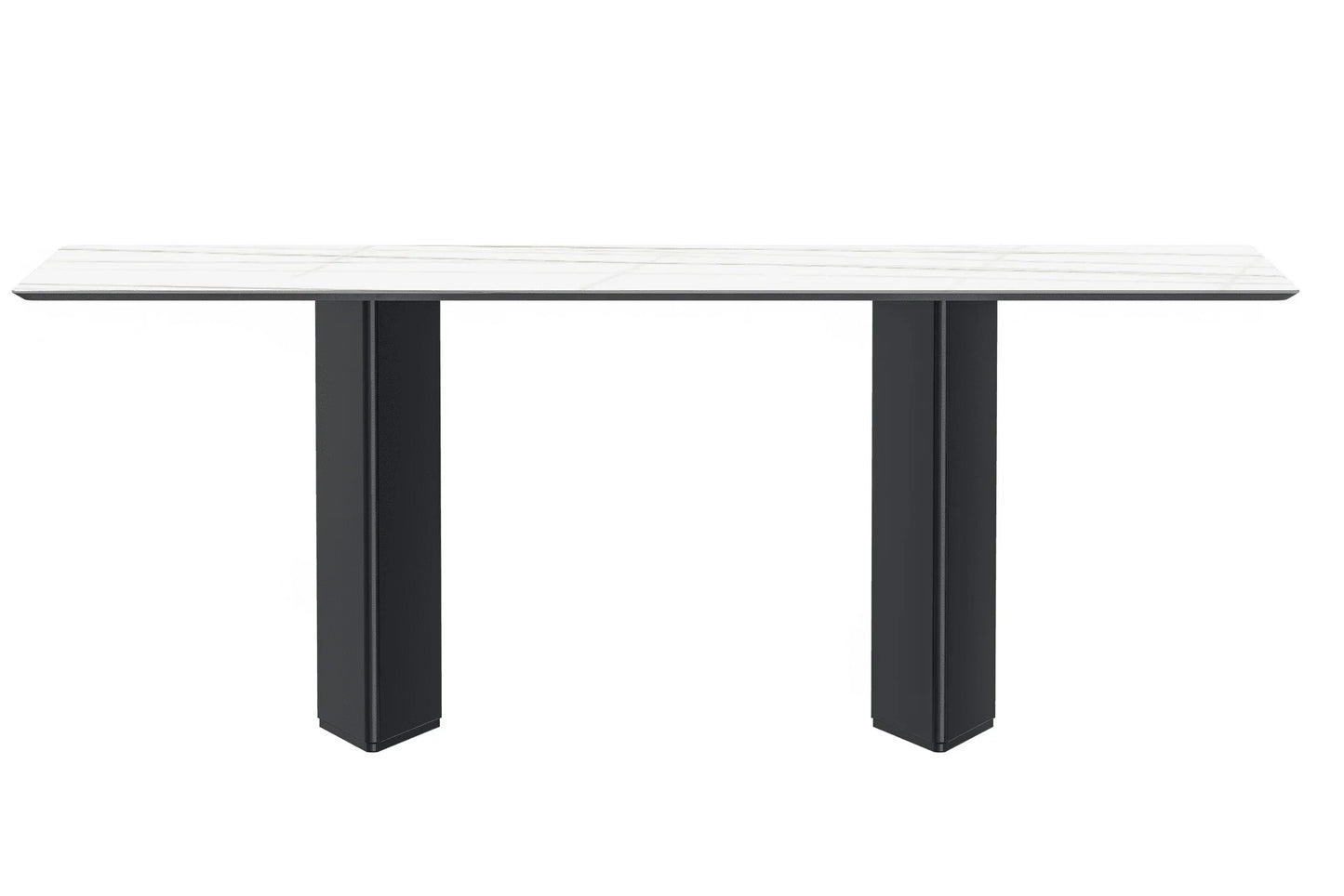 Lior Dining Table with Rectangular Glass/Sintered Stone Tabletop and Black Steel Legs - Elax Furniture
