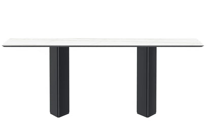 Lior Dining Table with Rectangular Glass/Sintered Stone Tabletop and Black Steel Legs - Elax Furniture