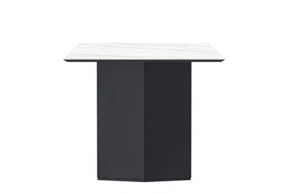 Lior Dining Table with Rectangular Glass/Sintered Stone Tabletop and Black Steel Legs - Elax Furniture