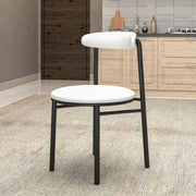 Lume Modern Dining Chair Upholstered in Polyester with Metal Legs White Dining Chair Leisuremod